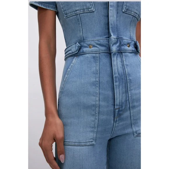 NWT Good American Fit For Success Denim Jumpsuit – Medium Blue Wash, Size Small - Picture 6 of 7